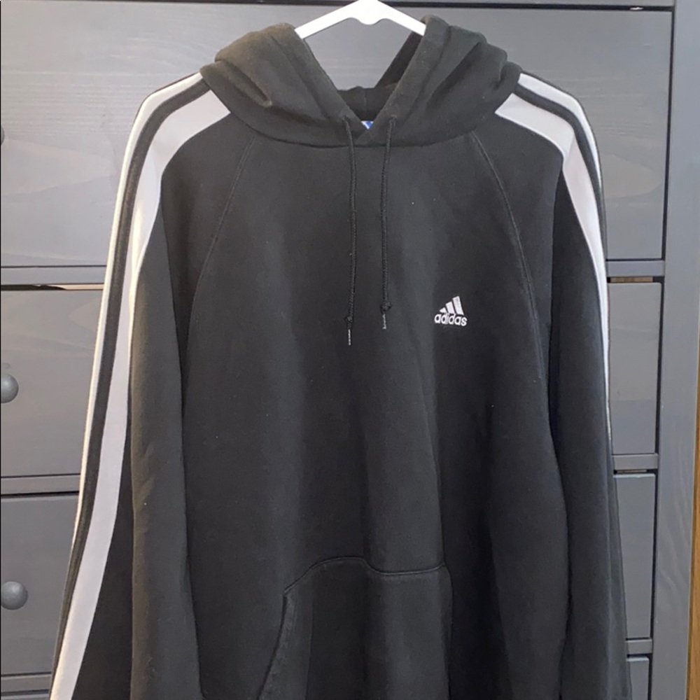 Adidas XL hoodie. Fits like bulky 2X - used, black